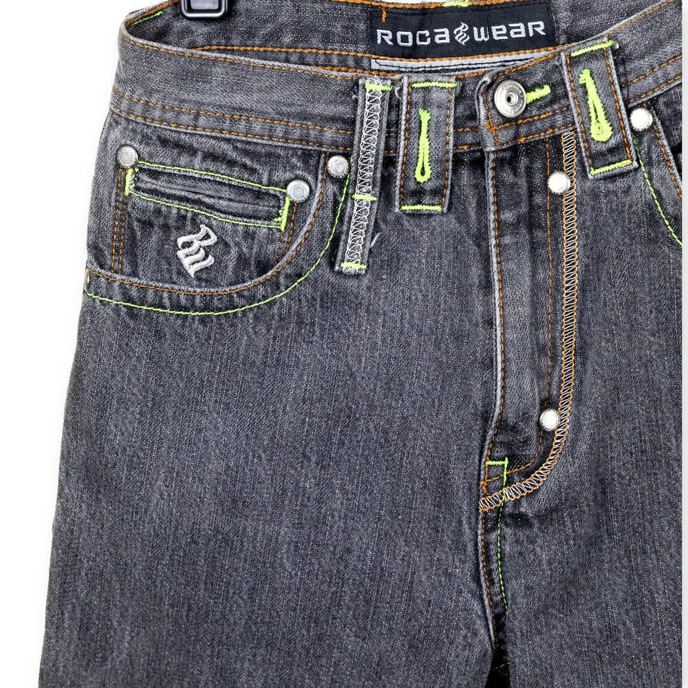 Rocawear Stonewash Gray Shorts Embroidered Girls 7